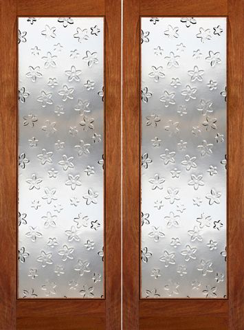 WDMA 48x84 Door (4ft by 7ft) Interior Swing Mahogany Double Door 1-Lite FG-8 Blooming Glass 1