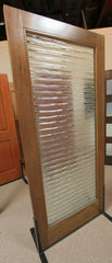 WDMA 48x84 Door (4ft by 7ft) Interior Barn Mahogany Contemporary Double Door 1-Lite FG-2 Small Wave Glass 6