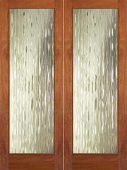 WDMA 48x84 Door (4ft by 7ft) Interior Swing Mahogany Conemporary Glass Double Door 1-Lite FG-3 Waterfall 1