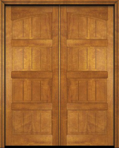 WDMA 48x84 Door (4ft by 7ft) Exterior Barn Mahogany 4 Panel V-Grooved Plank Rustic-Old World or Interior Double Door 1