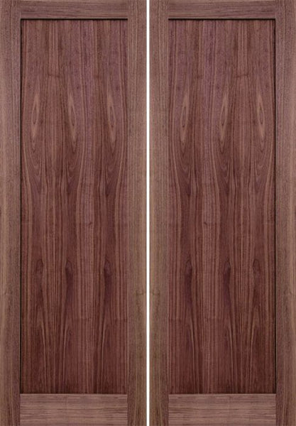 WDMA 48x96 Door (4ft by 8ft) Interior Walnut 96in 1 Panel Square Sticking Compression Fit Double Door 1