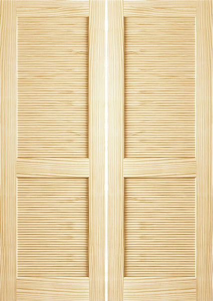 WDMA 48x96 Door (4ft by 8ft) Interior Barn Pine 96in Louver/Louver Clear Double Door 1