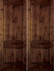 WDMA 48x96 Door (4ft by 8ft) Interior Swing Knotty Alder 96in 2 Panel Square Double Door 1-3/8in Thick KW-305 1