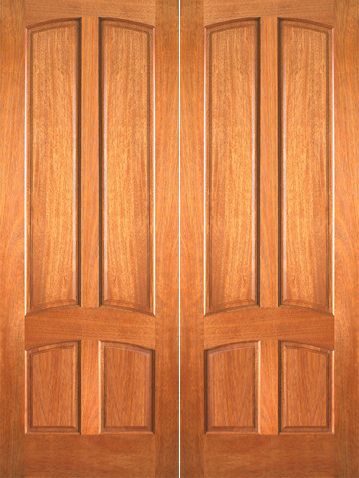 WDMA 48x96 Door (4ft by 8ft) Interior Swing Mahogany P-642 4 Panel Double Door 1