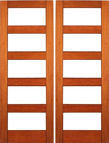 WDMA 48x96 Door (4ft by 8ft) Interior Swing Mahogany RB-04 Contemporary Clear Glass Double Door 1