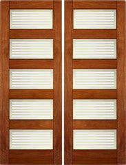 WDMA 48x96 Door (4ft by 8ft) Interior Barn Mahogany RB-05 Contemporary Matte Bars Glass Double Door 1