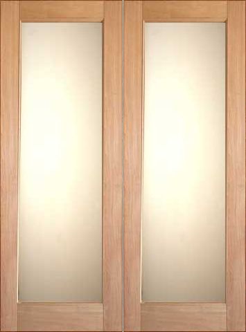 WDMA 48x96 Door (4ft by 8ft) Interior Barn Tropical Hardwood Double Door 1-Lite FG-1 White Laminated Glass 1