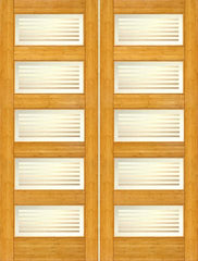 WDMA 48x96 Door (4ft by 8ft) Interior Swing Bamboo BM-12 Contemporary 5 Lite Matte Bars Glass Double Door 1