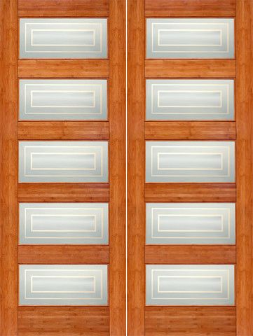 WDMA 48x96 Door (4ft by 8ft) Interior Barn Bamboo BM-13 Contemporary Matte Square Glass Double Door 1