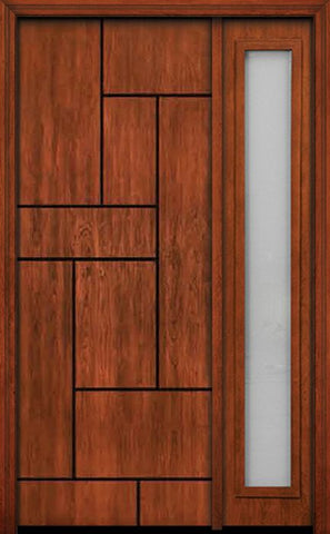 WDMA 48x96 Door (4ft by 8ft) Exterior Cherry 96in Contemporary Lines Groove Single Entry Door Sidelight 1