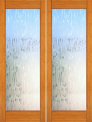 WDMA 48x96 Door (4ft by 8ft) Interior Swing Bamboo BM-37 Contemporary Full Lite Glacier Glass Double Door 1