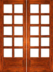 WDMA 48x96 Door (4ft by 8ft) Interior Barn Tropical Hardwood Rustic-10-lite-P/B Solid 1 Panel IG Glass Double Door 1