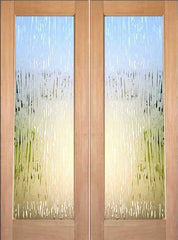 WDMA 48x96 Door (4ft by 8ft) Interior Swing Tropical Hardwood Conemporary Double Door FG-6 Glacier Glass 1