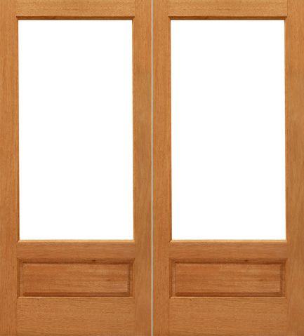WDMA 48x96 Door (4ft by 8ft) French Mahogany 1-lite-P/B Brazilian Wood 1 Panel IG Glass Double Door 1
