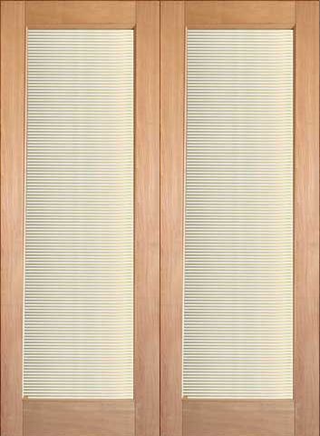 WDMA 48x96 Door (4ft by 8ft) Interior Swing Tropical Hardwood Conemporary Double Door FG-11 Blinds Glass 1
