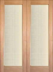 WDMA 48x96 Door (4ft by 8ft) Interior Swing Tropical Hardwood Conemporary Double Door FG-11 Blinds Glass 1