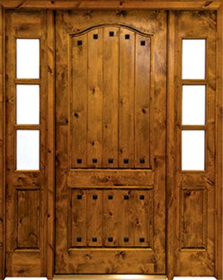 WDMA 50x80 Door (4ft2in by 6ft8in) Exterior Knotty Alder Kenmure Solid Panel Single/2Sidelight 1