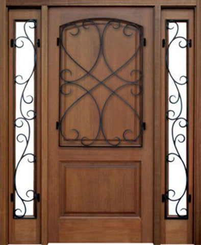 WDMA 50x80 Door (4ft2in by 6ft8in) Exterior Mahogany Inglewood Hendersonville Solid Panel Single Door/2Sidelight 1