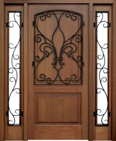 WDMA 50x80 Door (4ft2in by 6ft8in) Exterior Mahogany Metaire Hendersonville Solid Panel Single Door/2Sidelight 1