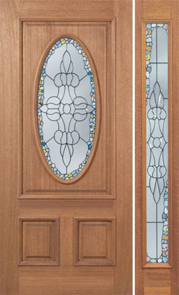 WDMA 50x80 Door (4ft2in by 6ft8in) Exterior Mahogany Maryvale Single Door/1side w/ Tiffany Glass 1