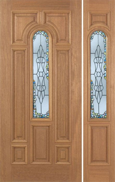 WDMA 50x80 Door (4ft2in by 6ft8in) Exterior Mahogany Revis Single Door/1side w/ Tiffany Glass - 6ft8in Tall 1
