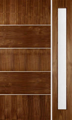 WDMA 50x80 Door (4ft2in by 6ft8in) Exterior Walnut Rustic Modern Single Entry Door w One Sidelight 1