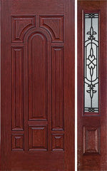 WDMA 50x80 Door (4ft2in by 6ft8in) Exterior Cherry Center Arch Panel Solid Single Entry Door Sidelight JA Glass 1