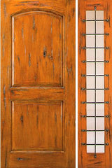WDMA 50x80 Door (4ft2in by 6ft8in) Exterior Knotty Alder Prehung Door with One Sidelight Full Lite 1