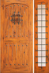 WDMA 50x80 Door (4ft2in by 6ft8in) Exterior Knotty Alder Door with One Sidelight External Speakeasy 1