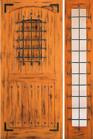 WDMA 50x80 Door (4ft2in by 6ft8in) Exterior Knotty Alder Door with One Sidelight Front Speakeasy 1
