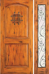 WDMA 50x80 Door (4ft2in by 6ft8in) Exterior Knotty Alder Door with One Sidelight Entry Speakeasy 1