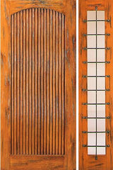WDMA 50x80 Door (4ft2in by 6ft8in) Exterior Knotty Alder Prehung Door with One Sidelight Tambour 1
