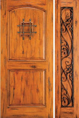 WDMA 50x80 Door (4ft2in by 6ft8in) Exterior Knotty Alder Entry Door with One Sidelight Speakeasy 1
