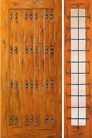 WDMA 50x80 Door (4ft2in by 6ft8in) Exterior Knotty Alder Door with One Side light Prehung Clavos 1