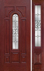 WDMA 50x80 Door (4ft2in by 6ft8in) Exterior Cherry Center Arch Lite Single Entry Door Sidelight CD Glass 1