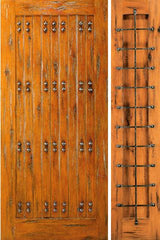 WDMA 50x80 Door (4ft2in by 6ft8in) Exterior Knotty Alder Prehung Door with One Side light Clavos 1