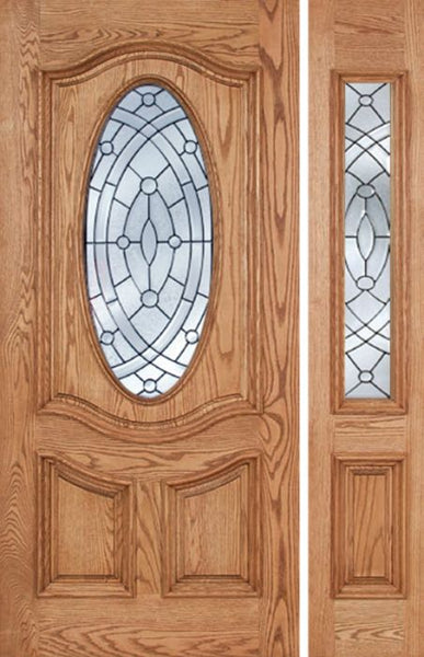 WDMA 50x80 Door (4ft2in by 6ft8in) Exterior Oak Dally Single Door/1side w/ EE Glass - 6ft8in Tall 1