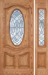 WDMA 50x80 Door (4ft2in by 6ft8in) Exterior Oak Dally Single Door/1side w/ EE Glass - 6ft8in Tall 1
