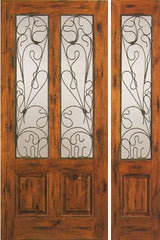 WDMA 50x80 Door (4ft2in by 6ft8in) Exterior Knotty Alder Door with One Sidelight Entry Twin Lite 1