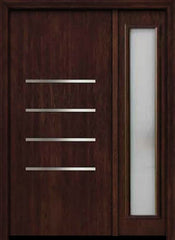WDMA 50x80 Door (4ft2in by 6ft8in) Exterior Cherry Contemporary Stainless Steel Bars Single Fiberglass Entry Door Sidelight FC671SS 1