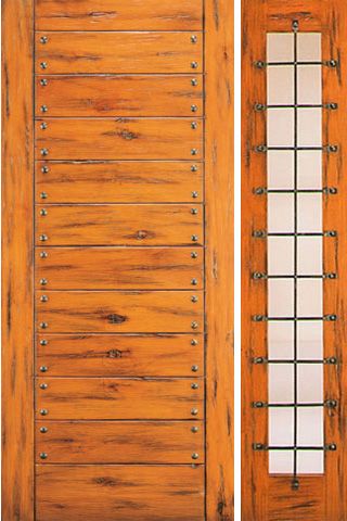 WDMA 50x80 Door (4ft2in by 6ft8in) Exterior Knotty Alder Door with One Sidelight Flush 1