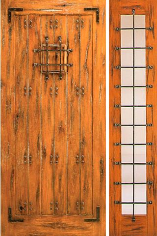 WDMA 50x80 Door (4ft2in by 6ft8in) Exterior Knotty Alder Door with One Sidelight Prehung Speakeasy 1