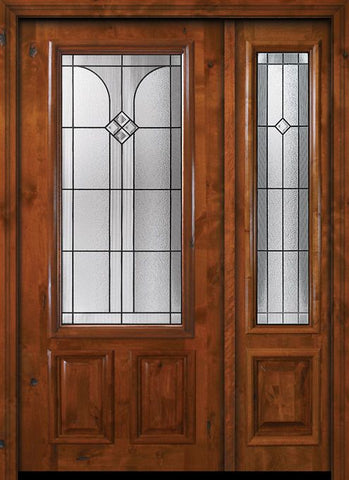 WDMA 50x80 Door (4ft2in by 6ft8in) Exterior Knotty Alder 36in x 80in 2/3 Lite Cantania Alder Door /1side 1