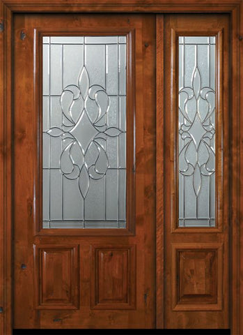 WDMA 50x80 Door (4ft2in by 6ft8in) Exterior Knotty Alder 36in x 80in 2/3 Lite New Orleans Alder Door /1side 1