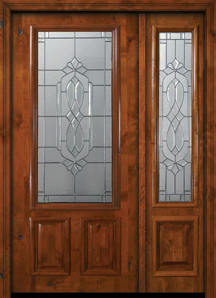 WDMA 50x80 Door (4ft2in by 6ft8in) Exterior Knotty Alder 36in x 80in 2/3 Lite Kensington Alder Door /1side 1