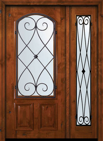 WDMA 50x80 Door (4ft2in by 6ft8in) Exterior Knotty Alder 36in x 80in Arch Lite Charleston Alder Door /1side 1