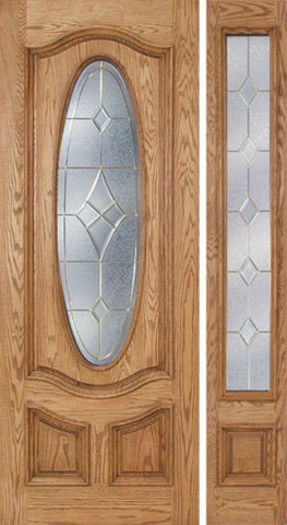 WDMA 50x96 Door (4ft2in by 8ft) Exterior Oak Dally Single Door/1side w/ A Glass - 8ft Tall 1