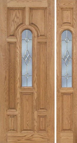 WDMA 50x96 Door (4ft2in by 8ft) Exterior Oak Carrick Single Door/1side w/ C Glass - 8ft Tall 1