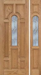 WDMA 50x96 Door (4ft2in by 8ft) Exterior Oak Carrick Single Door/1side w/ C Glass - 8ft Tall 1
