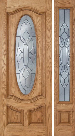 WDMA 50x96 Door (4ft2in by 8ft) Exterior Oak Dally Single Door/1side w/ BO Glass - 8ft Tall 1